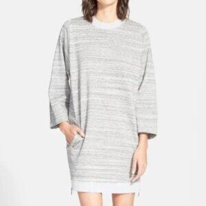 Vince Gray Mélange Long Sleeve Knit Heather GrayDress with Ribbed Trim Hem Sz M